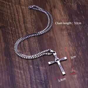 Fast & Furious Cross Necklace Silver CZ Diamond Vintage Retro Fashion Mens Gift